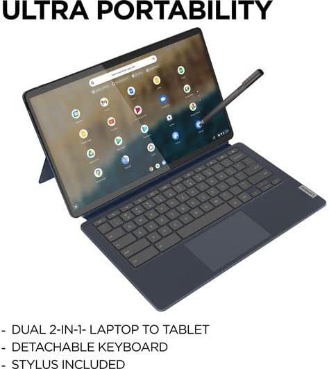 Lenovo IdeaPad 5 Duet 13.3 "FHD Chromebookラップトップ-(Qualcomm Snapdragon 7c Gen 2、Qualcomm Adreno GPU、8GB RAM、256GB eMMC、Chrome OS)-Abyss Blue(82QS000NUK)